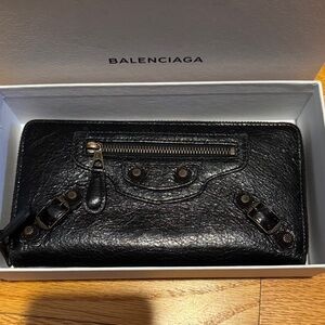 Balenciaga Black Textured Leather Wallet